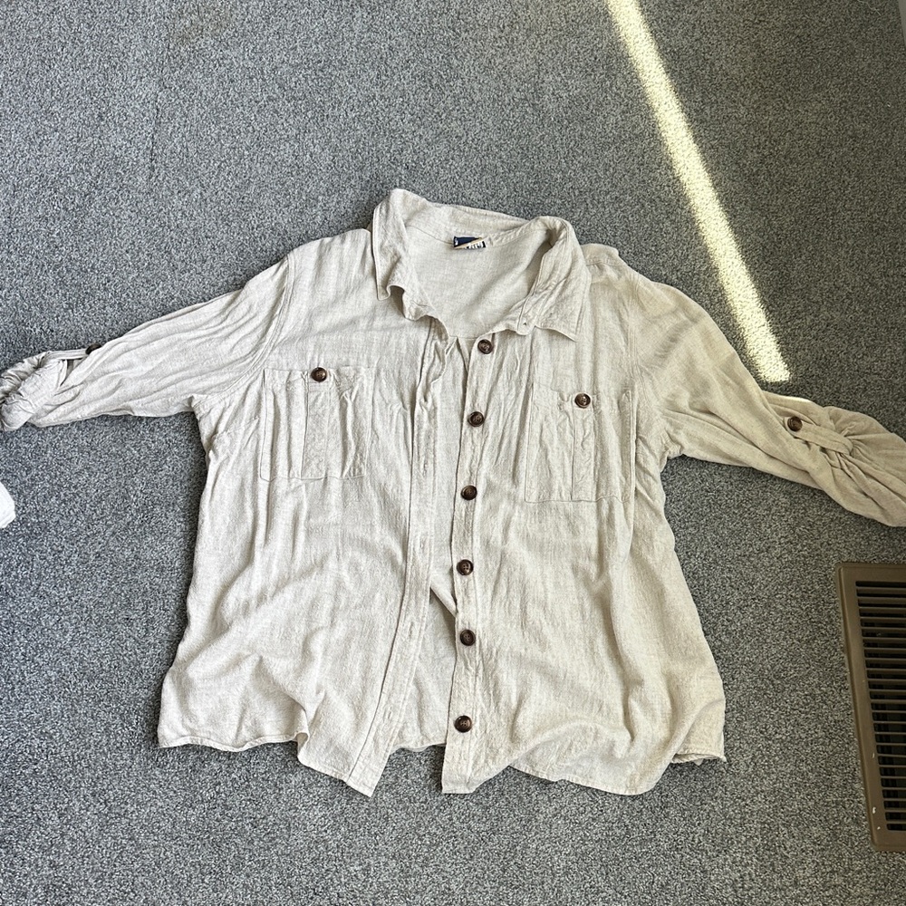 ARULA Light Beige Button-Up Blouse